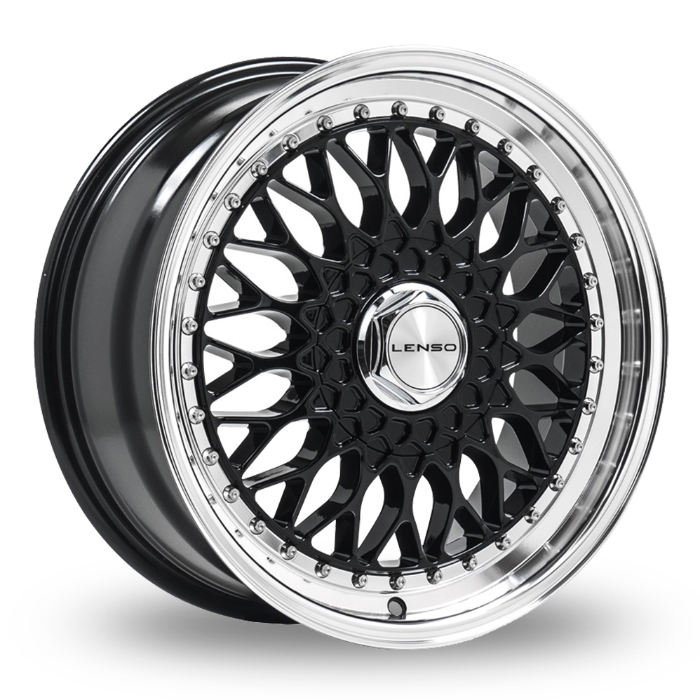 16 Inch Lenso BSX (Special Offer) Black Polished Alloy Wheels